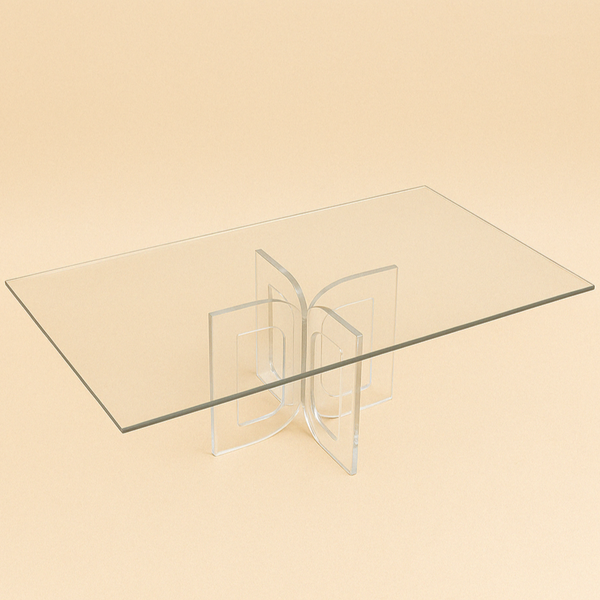 HO-832REC-LG Acrylic Rectangular Cake Plate with Gold Line – 13cm (H) x 24cm (L) x 40cm (W)
