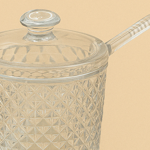 HS-T292 Acrylic Sugar Jar with Spoon – 8cm (D) x 7cm (H), Spoon: 13cm