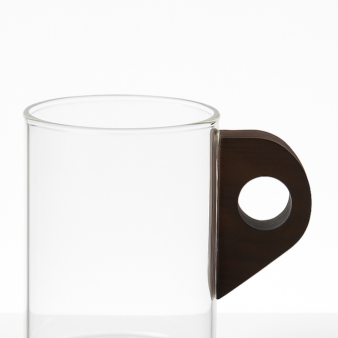 Glass Cup – Clear Modern Design with Wooden Handle 90394-13