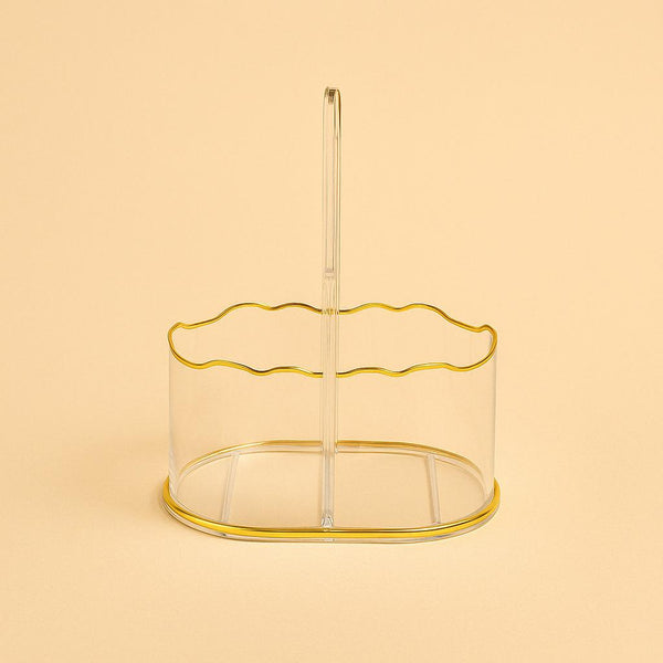 HO-602-S-TG Acrylic Cutlery Holder with Gold Line – 20cm (H)