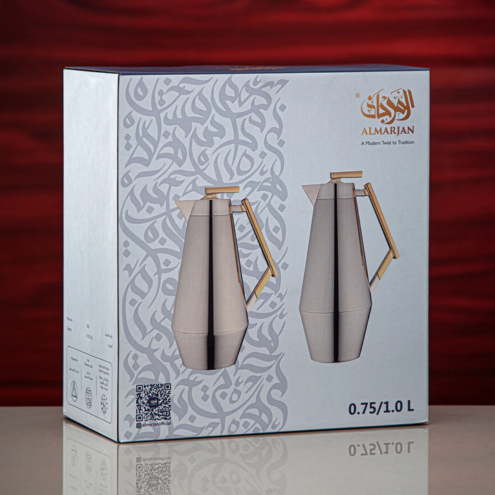 DDC-MNMBK Vacuum Flask 2-Piece Set – Matt Nickel & Matt Black – 0.75L and 1.0L | Siddiq Gifts Mussafah Abu Dhabi