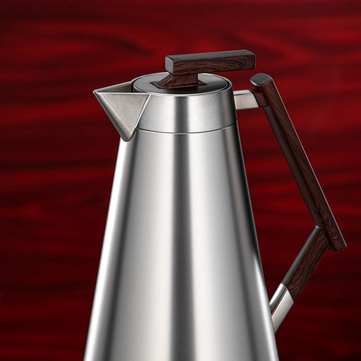 DDC-MNMDW Vacuum Flask 2-Piece Set – Matt Nickel with Dark Wooden Handle – 0.7L & 1.0L | Siddiq Gifts Mussafah Abu Dhabi