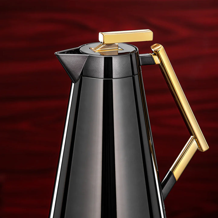 DDC-NBKG Vacuum Flask 2-Piece Set – Nickel Black with Gold Handle – 0.75L & 1.0L | Siddiq Gifts Mussafah Abu Dhabi