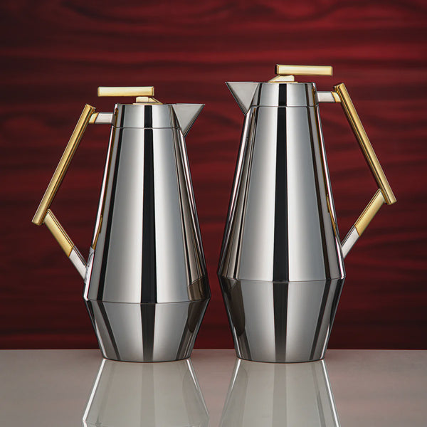 DDC-NG Vacuum Flask 2-Piece Set – Nickel with Gold Handle – 0.7L & 1.0L | Siddiq Gifts Mussafah Abu Dhabi