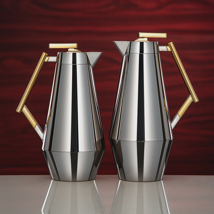 DDC-NG Vacuum Flask 2-Piece Set – Nickel with Gold Handle – 0.7L & 1.0L | Siddiq Gifts Mussafah Abu Dhabi