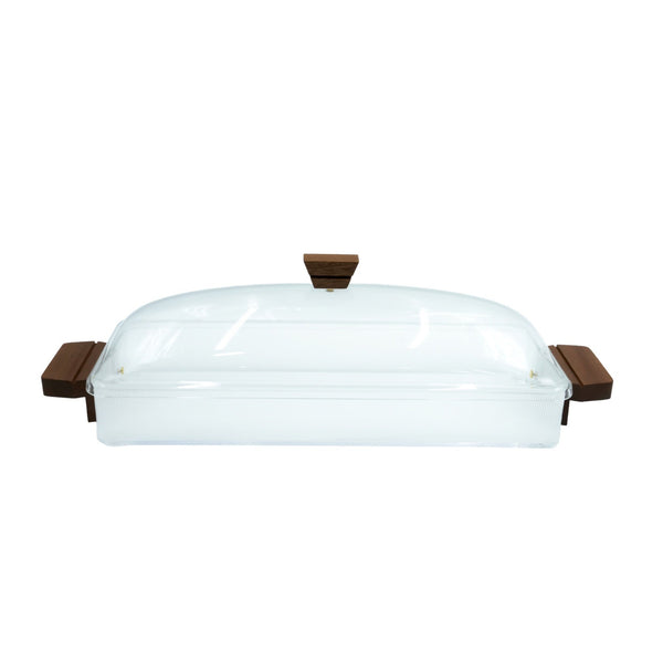 CD-7352 Long Acrylic Tray with Lid and Wooden Handles - 62cm (W) x 15cm (L) x 15cm (H)