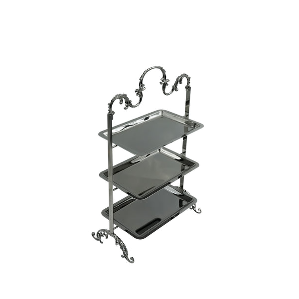 CD-7276 3-Layer Black Serving Tray with Stand- 25cm (W) x 14cm (L)  x  40cm (H)