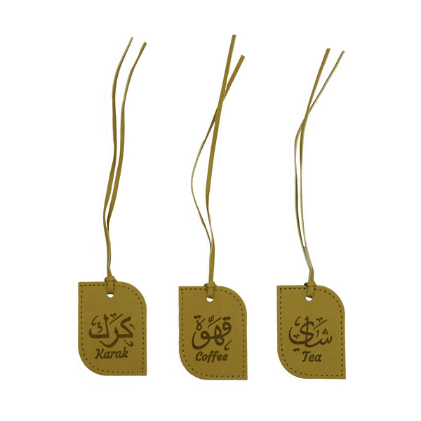 S-SE1021 Selsela Leather Flask Tag Set – 3-Piece – Beige