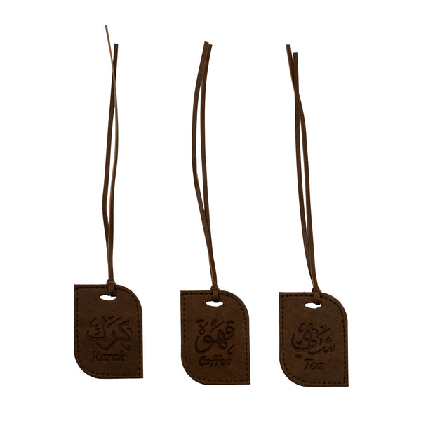 S-SE1021 Selsela Leather Flask Tag Set – 3-Piece – Brown
