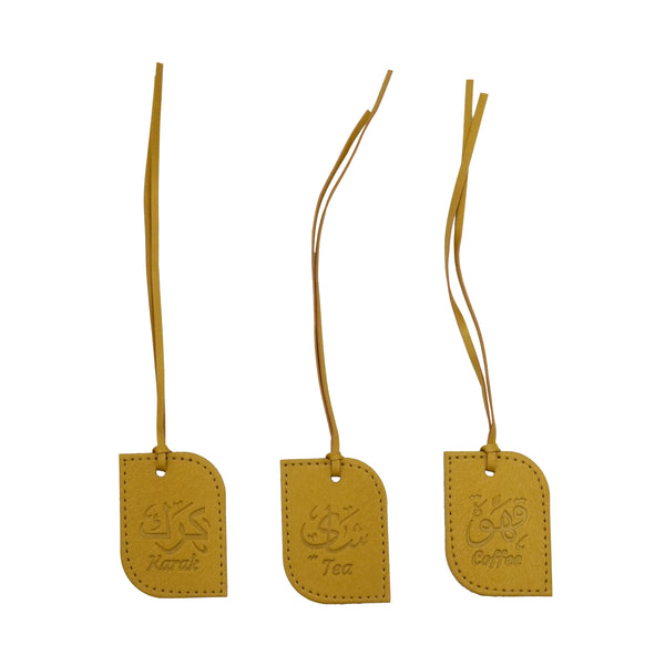 S-SE1021 Selsela Leather Flask Tag Set – 3-Piece – Gold