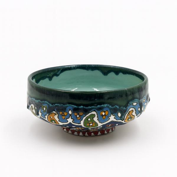 Ceramic Handmade One Side Printed Bowl – 20" Decorative Serving Bowl