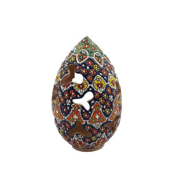 Ceramic Handmade Candle Stand – Decorative Hand-Painted Teardrop Lantern Holder