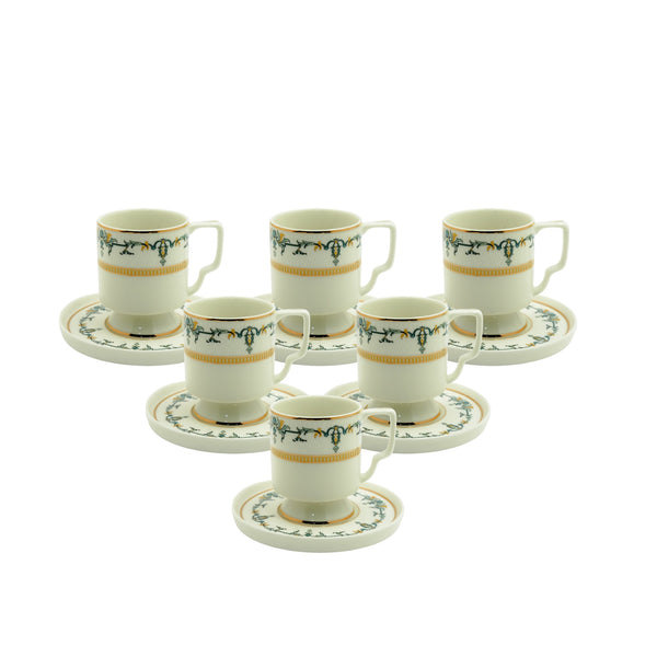 MK-432 Turkish Coffee Cup & Saucer Set – 6 Pieces – Elegant Porcelain Design