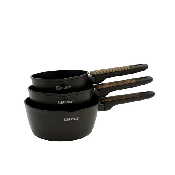 99591-05 – Sauce Pan 3-Piece Set (14/16/18cm) – Black Nonstick Coating