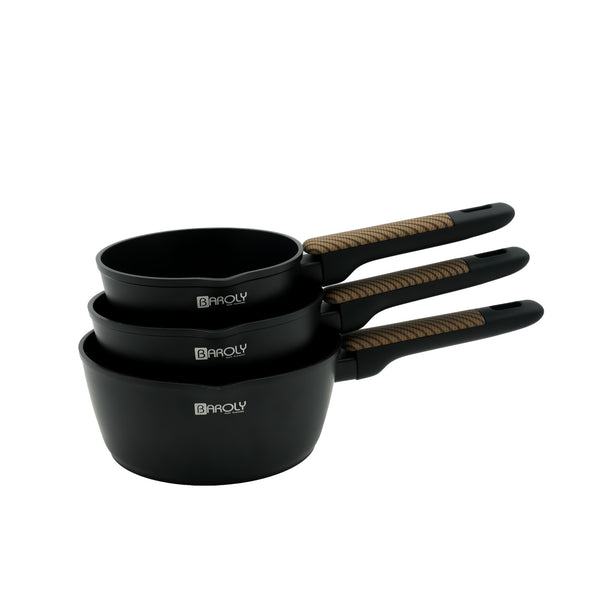 99591-07 – Sauce Pan 3-Piece Set (14/16/18cm) – Black Nonstick Coating