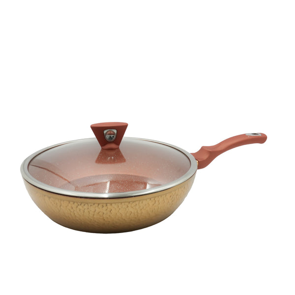 99591-15 – Deep Fry Pan with Lid – 32cm – Copper Hammered Finish
