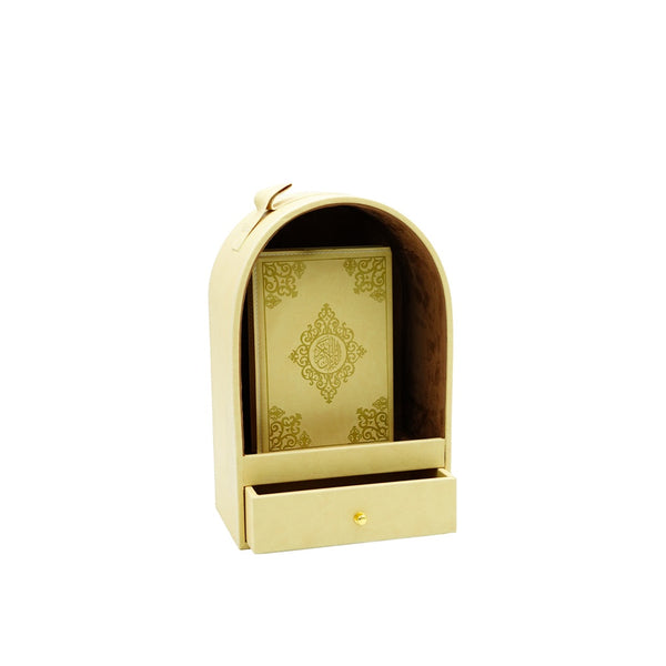 23R205 صندوق جلدي للقرآن الكريم مع درج (15 عرض × 22 طول × 34 ارتفاع)