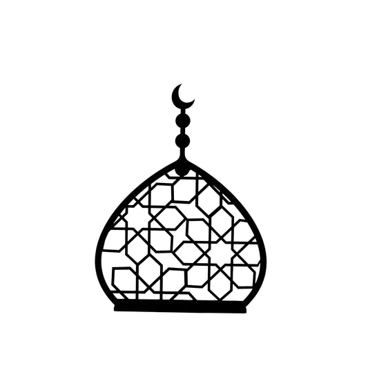 25R1040 Acrylic Stand With Engraved Crescent Ramadan Decor