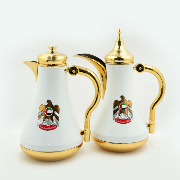 TND-AE-WHG – Vacuum Flask 2-Piece Set (1L + 1L)– White & Gold