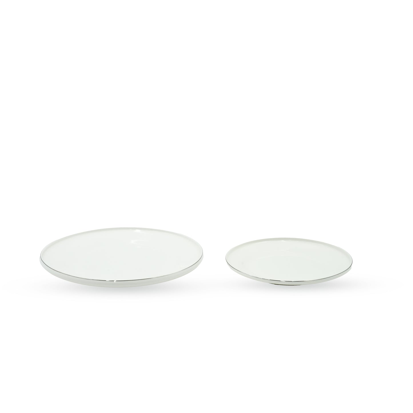 GL-243 Dinner Set 24-Piece – Elegant White Ceramic Plates and Bowls with Silver Rim – Durable and Stylish Dinnerware for Everyday and Special Occasions