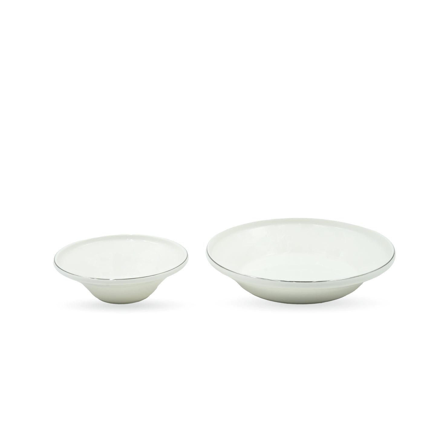 GL-243 Dinner Set 24-Piece – Elegant White Ceramic Plates and Bowls with Silver Rim – Durable and Stylish Dinnerware for Everyday and Special Occasions