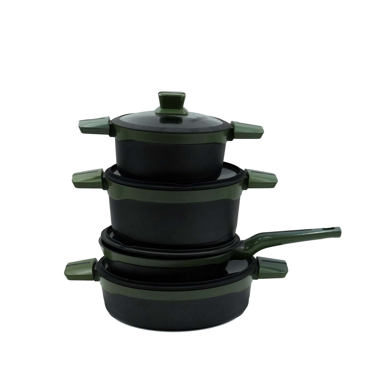 Alpen Berg Cookware Set 8-Piece – Durable Non-Stick Casserole Pots and Frying Pan with Glass Lids for Everyday Cooking
