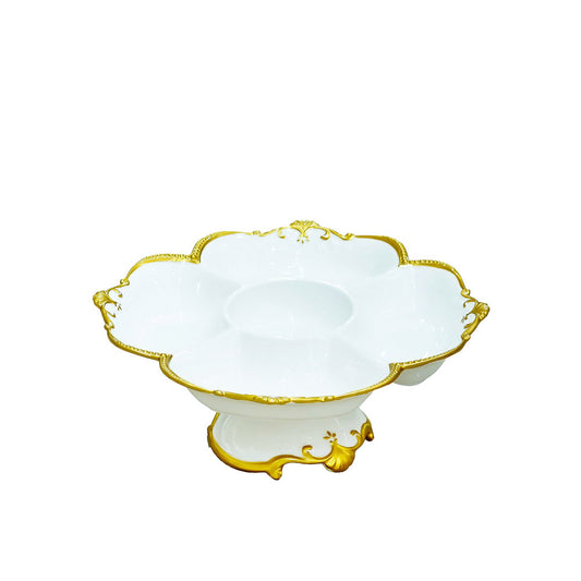 VS-048 Snack Plate  With Stand  Gold Line