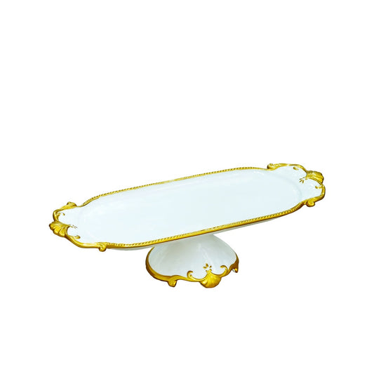 VS-049 Snack Plate With  Stand  Gold Line