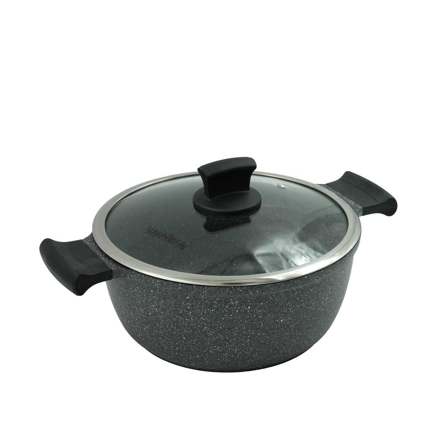 GV-114 Induction Pot Set 6-Piece – Black Granite Finish – Non-Stick Durable Casserole Pots with Glass Lids for Modern Kitchens
