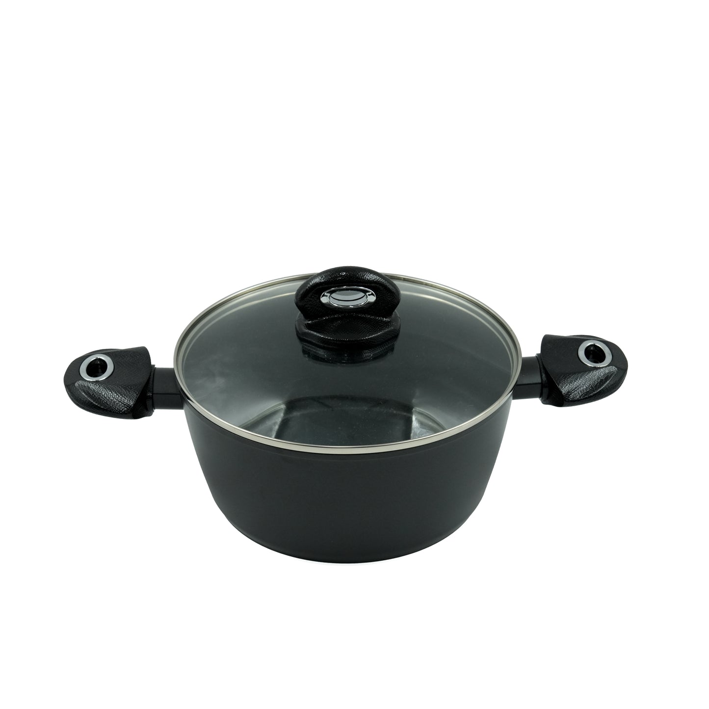 BG35776GY Bergner Orion Cookware Set 6-Piece – Black Granite Finish - Non-Stick Durable Pots and Frying Pans with Glass Lids for Everyday Cooking