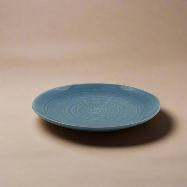97166-08 – Ceramic Dinner Plate – 11" – Blue Spiral Glazed Finish