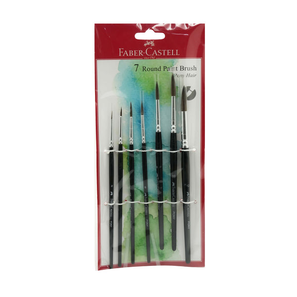 FCIN115701 – Faber-Castell Pony Hair Round Paint Brushes – 7-Piece Set