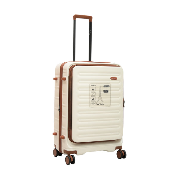 PC86321A-3T – Pierre Cardin Trolley Bag with TSA Lock & 360° Spinner Wheels – White – Available in 20", 26", 30"