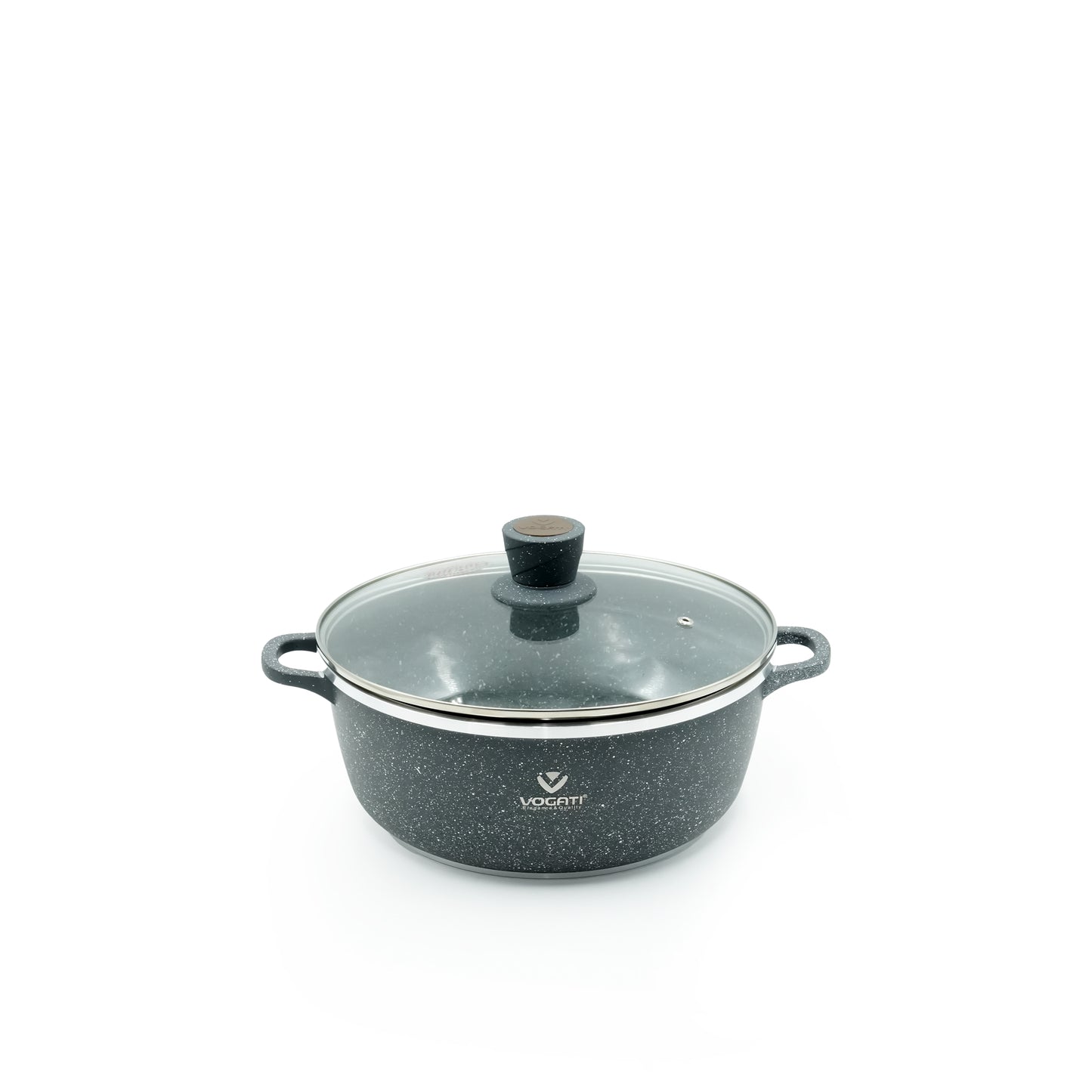 CSG-2SET Cookware Set 10-Piece – Premium Black Speckled Granite Finish – Non-Stick Casserole Pots with Tempered Glass Lids for Everyday Cooking