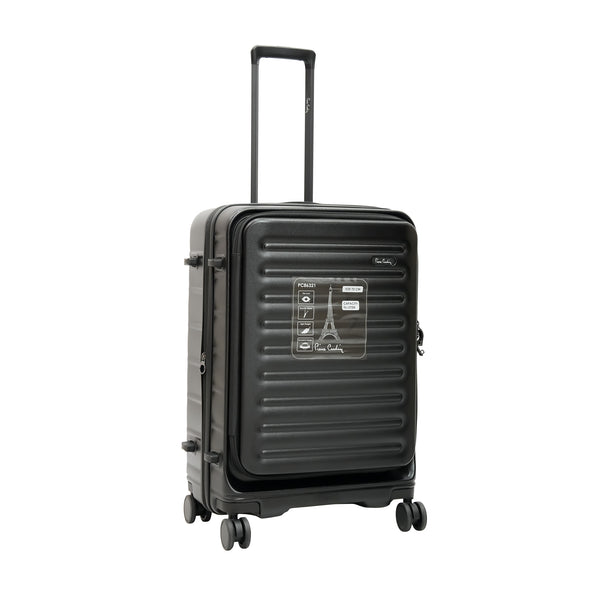 PC86321A-3T – Pierre Cardin Trolley Bag with TSA Lock & 360° Spinner Wheels – Black – Available in 20", 26", 30"