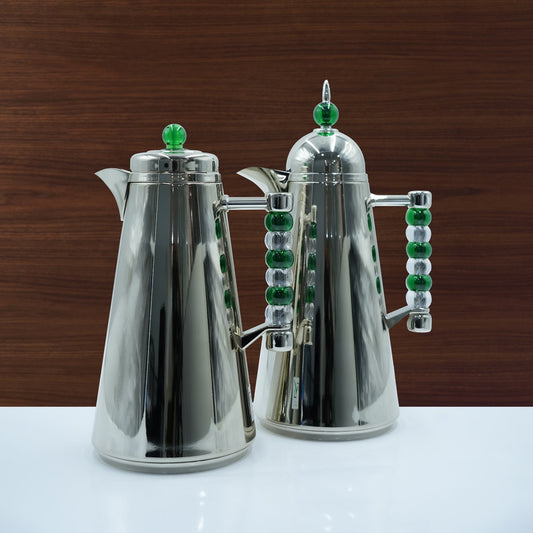 SJ42-SCGR  Vacuum Flask 2PC Set Silver Green