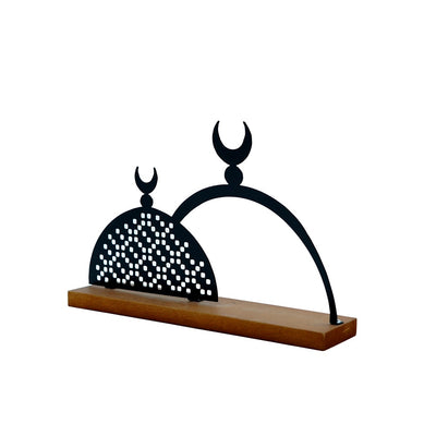 1268-109 Ramadan Metal Dome Crescent Stand Black 20CM