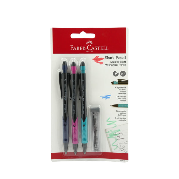 FCC531743 Faber-Castell Shark Mechanical Pencil – 0.7mm – 3 Pieces with Extra Leads