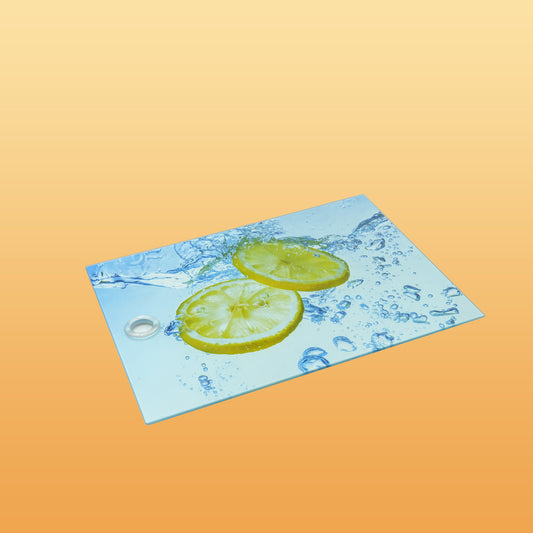 Glass Chopping Board – Lemon Splash Design – 38cm (L) x 28cm (W) – GLA21808