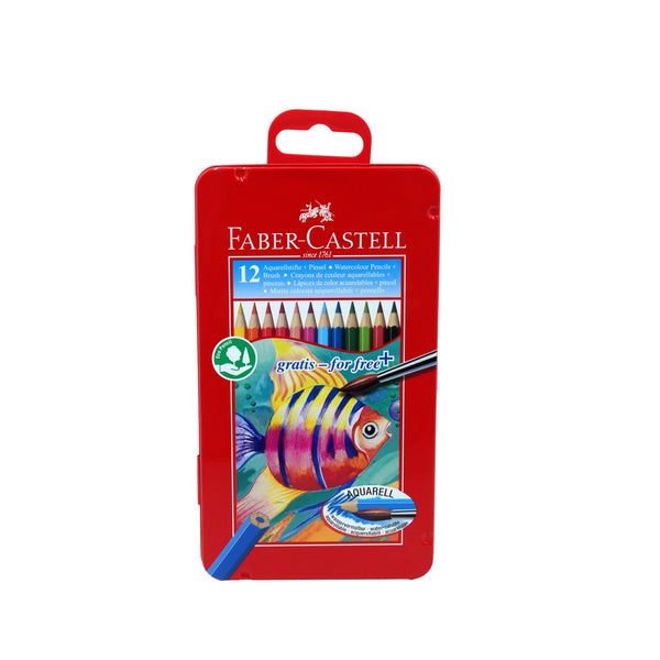 FCI115929 – Faber-Castell Watercolour Pencils – 12 Colours with Brush