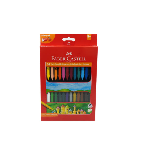 122924 – Faber-Castell Grip Erasable Crayons – 24 Colours