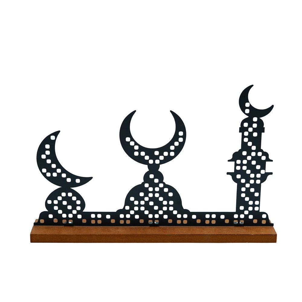 1268-115 Ramadan Decor Crescent  & Minaret  Black 20CM