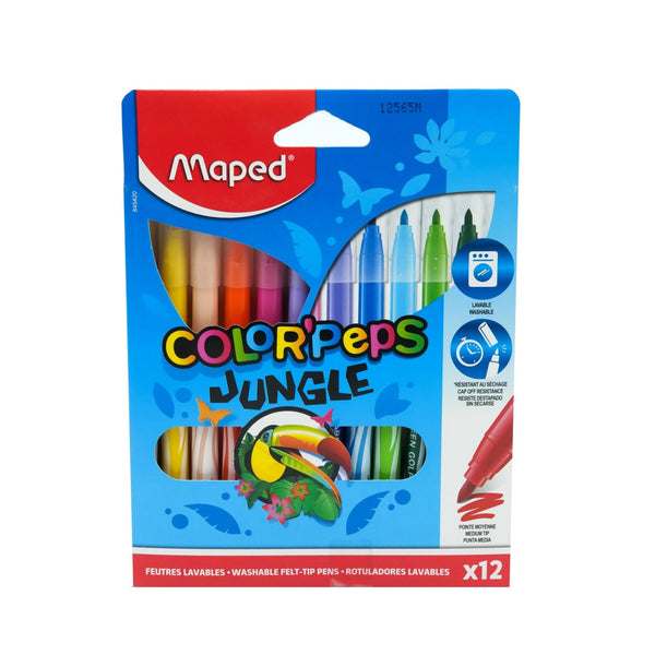 MD-845420 Maped Color’Peps Jungle Felt Tip Pens – 12 Pieces