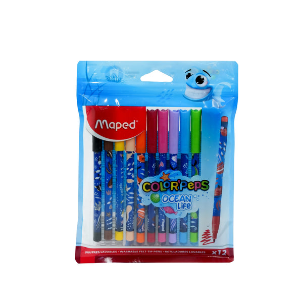 MD-845701 Maped Color’Peps Ocean Life Felt Tip Pens – 12 Colours