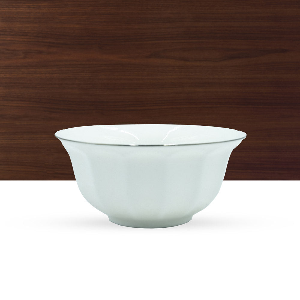 GL-287 Ceramic Bowl White With Silver Rim