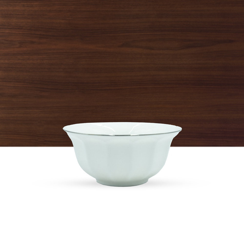 GL-286 Ceramic Bowl White With Silver Rim