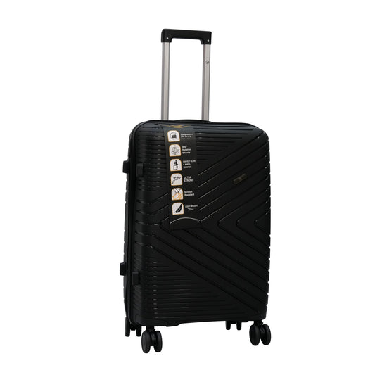 HT-6993 – HT Trolley Case with TSA Lock & 360° Spinner Wheels – Black – Available in 13", 20", 24", 28"