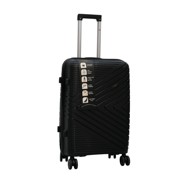 HT-6993 – HT Trolley Case with TSA Lock & 360° Spinner Wheels – Black – Available in 13", 20", 24", 28"