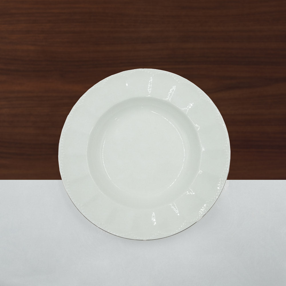 GL-284 Ceramic Soup Plate White With Silver Rim