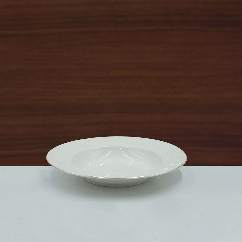 GL-284 Ceramic Soup Plate White With Silver Rim